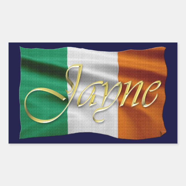 JAYNE Name & Irish Flag Personalised Stickers (Front)