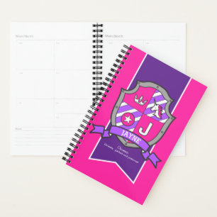 Jayne name meaning knight shield initial J pink Planner