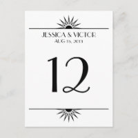 Jazz age black sunburst table number card