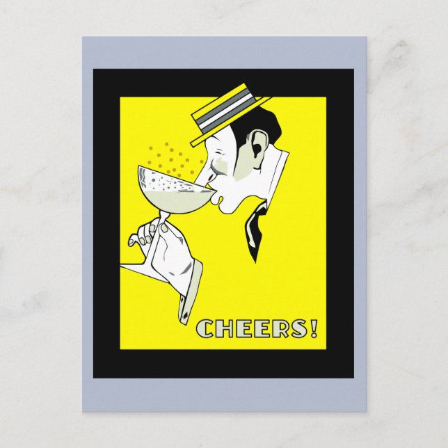 Jazz age deco Art Champagne Cheers Party Postcard (Front)