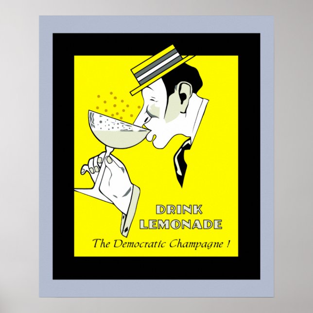 Jazz age deco Art lemonade Champagne, 24" x 20" Poster (Front)