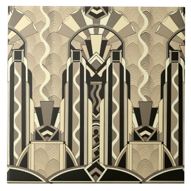 Jazz Age Deco Ceramic Tile (Front)