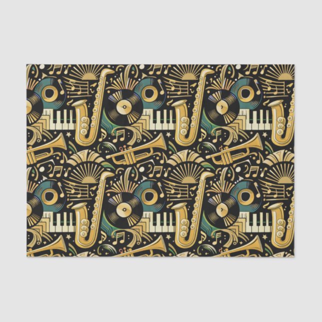 Jazz Age Music Pattern Tissue Paper (Front)