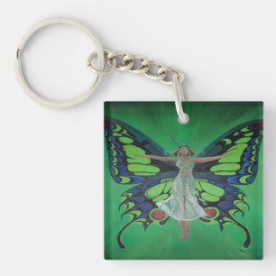Jazz Age Showgirl Flapper Wearing Butterfly Wings  Key Ring