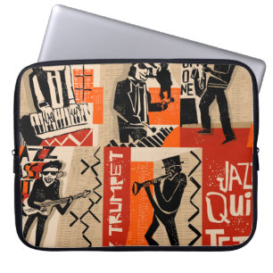Jazz Band Cool Vintage Poster Laptop Sleeve