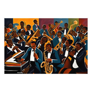 Jazz band musicians photo print