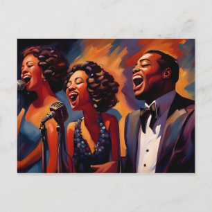 Jazz band musicians postcard