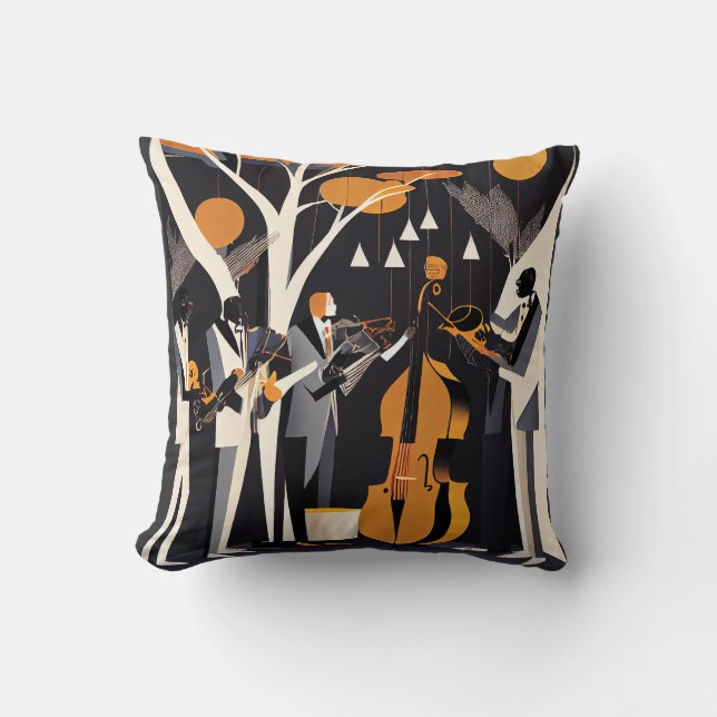 Jazz Band retro style design Throw Pillow (Front)