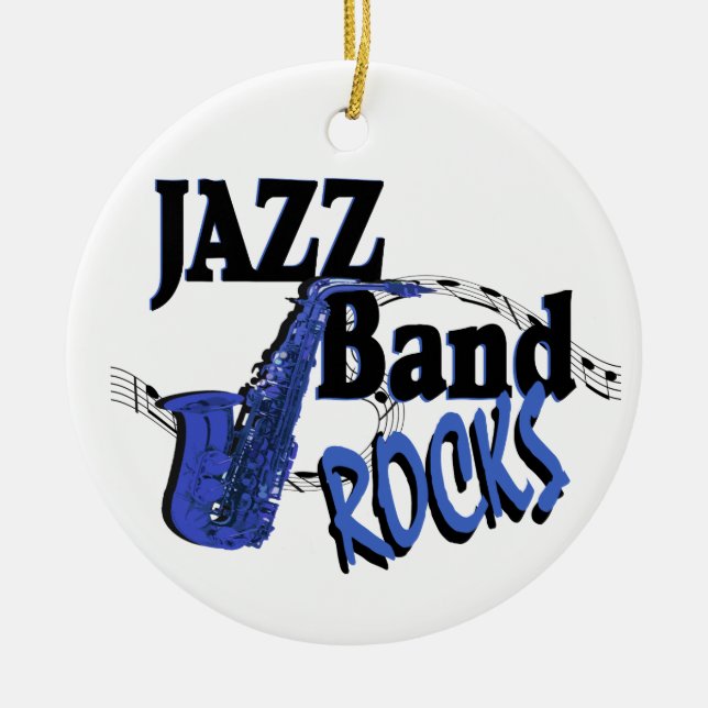 Jazz Band Rocks Ceramic Tree Decoration (Front)