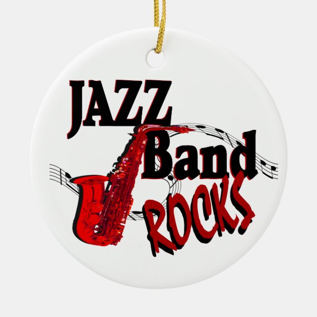 Jazz Band Rocks with Photo Ceramic Tree Decoration (Front)