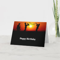 Jazz Band Silhouette Orange Sunset Birthday