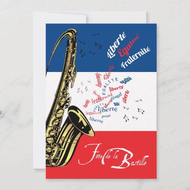 Jazz Bastille Day July 14 Invitation (Front)