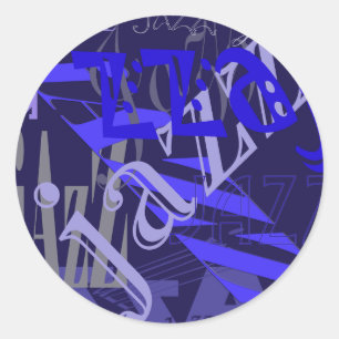 Jazz Blue on Blue Classic Round Sticker