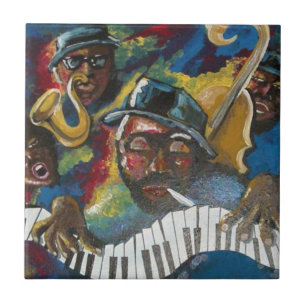 Jazz Blues African American Folk Art Tile