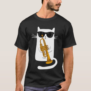 Jazz Cat Liveonight Cool Smoothrumpet Playing Desi T-Shirt