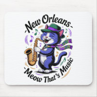 Jazz Cat Playing Saxophone Music Lover Art New Orl