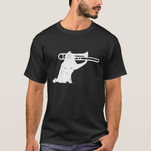 Jazz Cat Playing Trombone For Brass Players T-Shirt