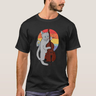 Jazz Cat Playing Upright Bass Classic Cool Musici T-Shirt