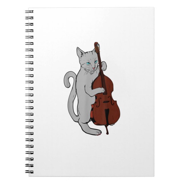 Jazz Cat Playing Upright Bass Cool Musician Men Notebook (Front)