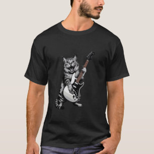 Jazz Cat Playing Upright Bass Cool Musician T-Shirt
