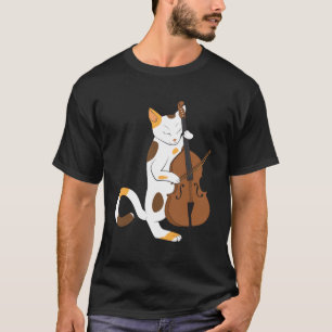 Jazz cat plays upright bass - musician gift T-Shirt
