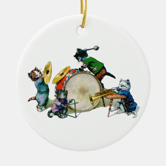 Jazz Cats Ceramic Tree Decoration (Front)