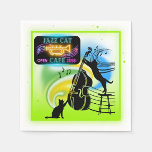 Jazz Cats   Double Bass Paper Napkins