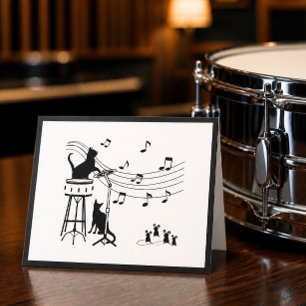 Jazz Cats Drum Folded Note Card