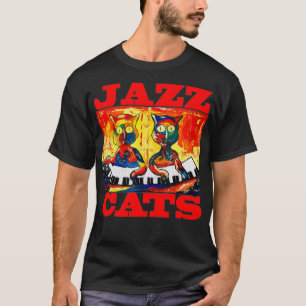 Jazz Cats for Cat Lover Cat Playing Piano Cute T-Shirt