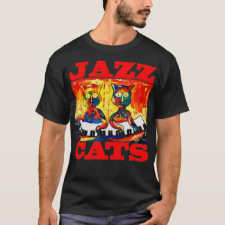 Jazz Cats for Cat Lover Cat Playing Piano Cute T-Shirt
