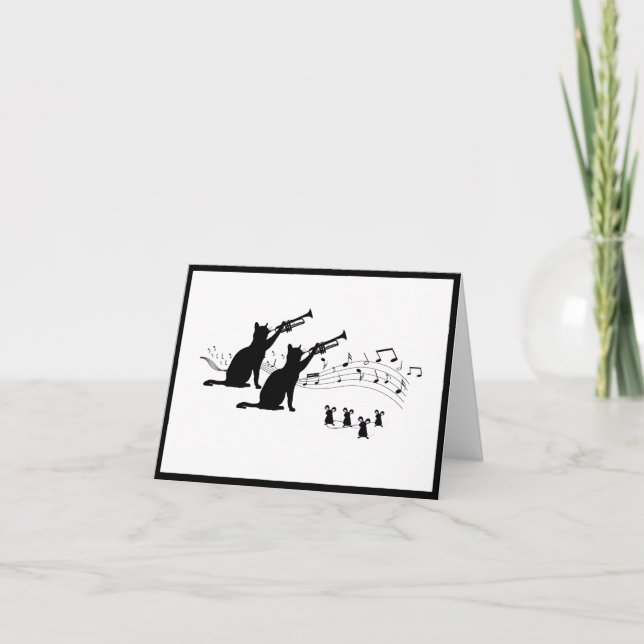 Jazz Cats | Trumpet Folded Note Card (Front)