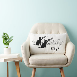 Jazz Cats   Trumpet Lumbar Cushion