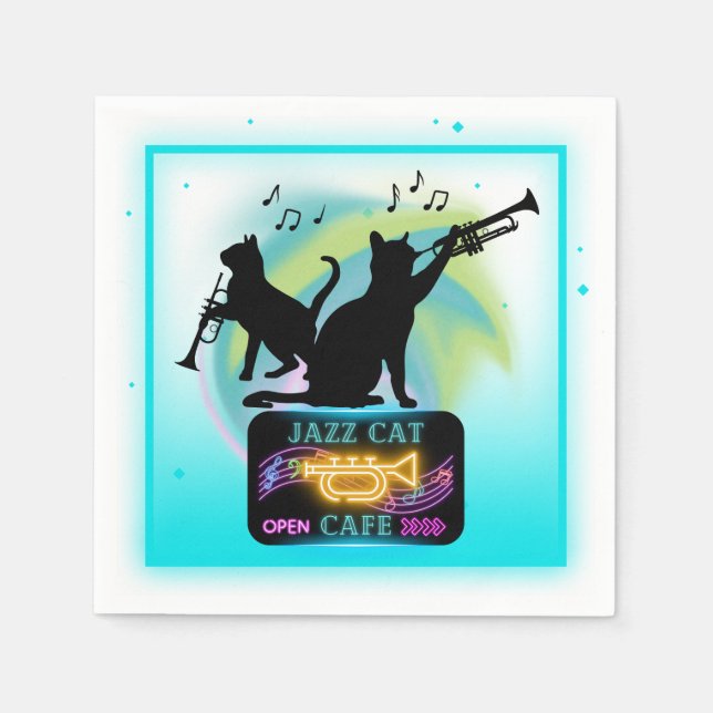 Jazz Cats | Trumpet Paper Napkins (Front)