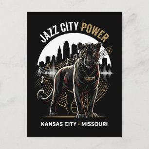 Jazz City Power Kansas City Jaguar Cultural Art Postcard