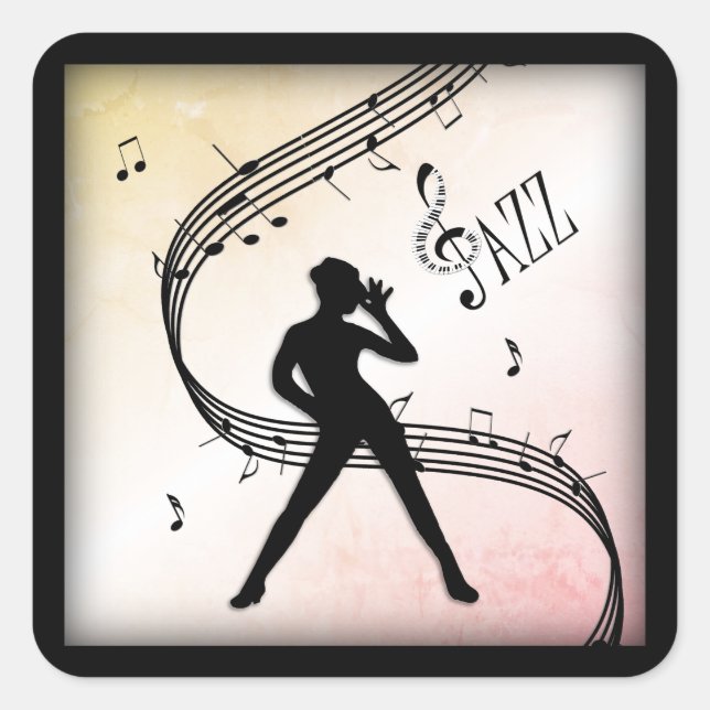 Jazz Dance Apricot  Peach Music Square Sticker (Front)