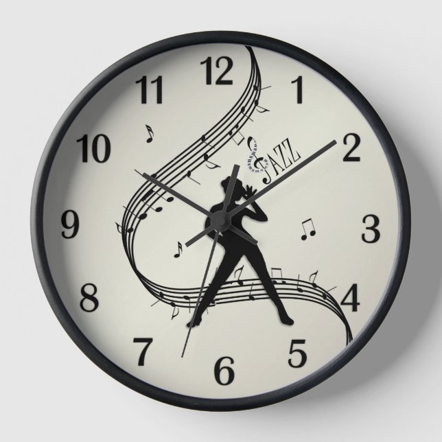 Jazz Dance Golden Black Numbers Clock (Front)