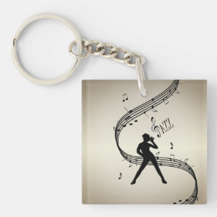Jazz Dance Golden Music Keychain
