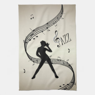 Jazz Dance Golden Music Kitchen Towel