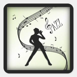 Jazz Dance Olive Green Music Square Sticker