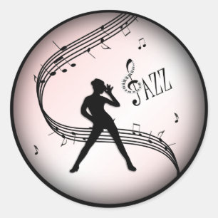 Jazz Dance Pink Music Classic Round Sticker