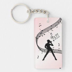 Jazz Dance Pink Music Keychain