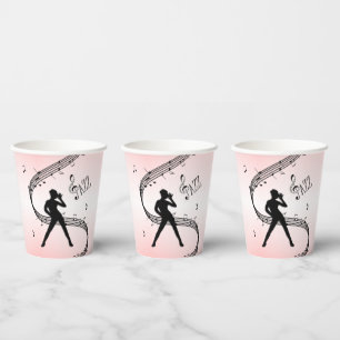 Jazz Dance Pink Music Paper Cups