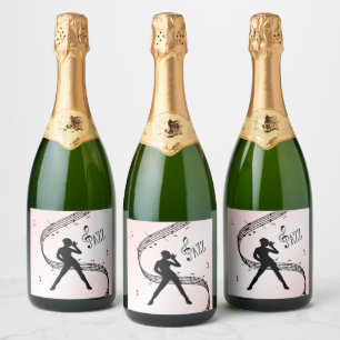 Jazz Dance Pink Music Sparkling Wine Label