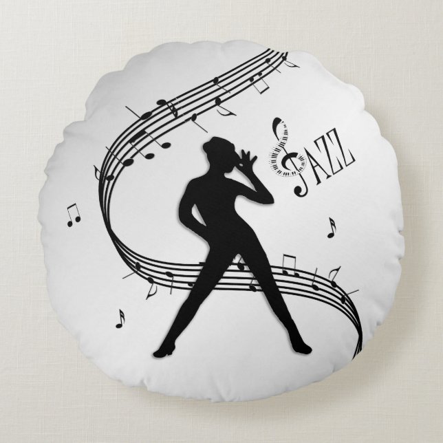 Jazz Dance Silver Round Cushion (Front)