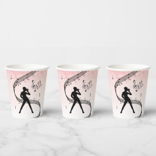 Jazz Dance two tone Peach Music Paper Cups