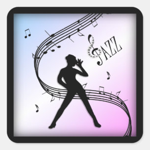 Jazz Dance Two Tone Purple Music Square Sticker