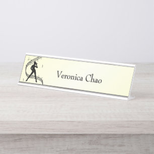 Jazz Dance Yellow Music Desk Name Plate