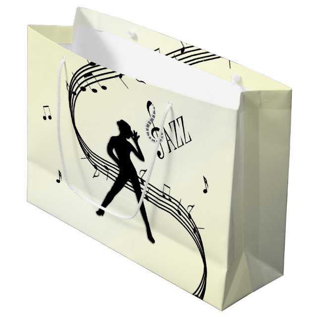 Jazz Dance Yellow Music Large Gift Bag (Front Angled)
