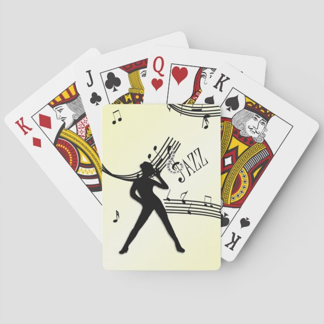 Jazz Dance Yellow Music Playing Cards (Back)