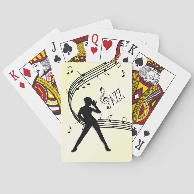 Jazz Dance Yellow Music Playing Cards (Back)